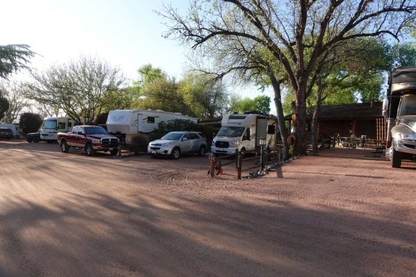 wide angle of some of the rv sites at zane grey rv village